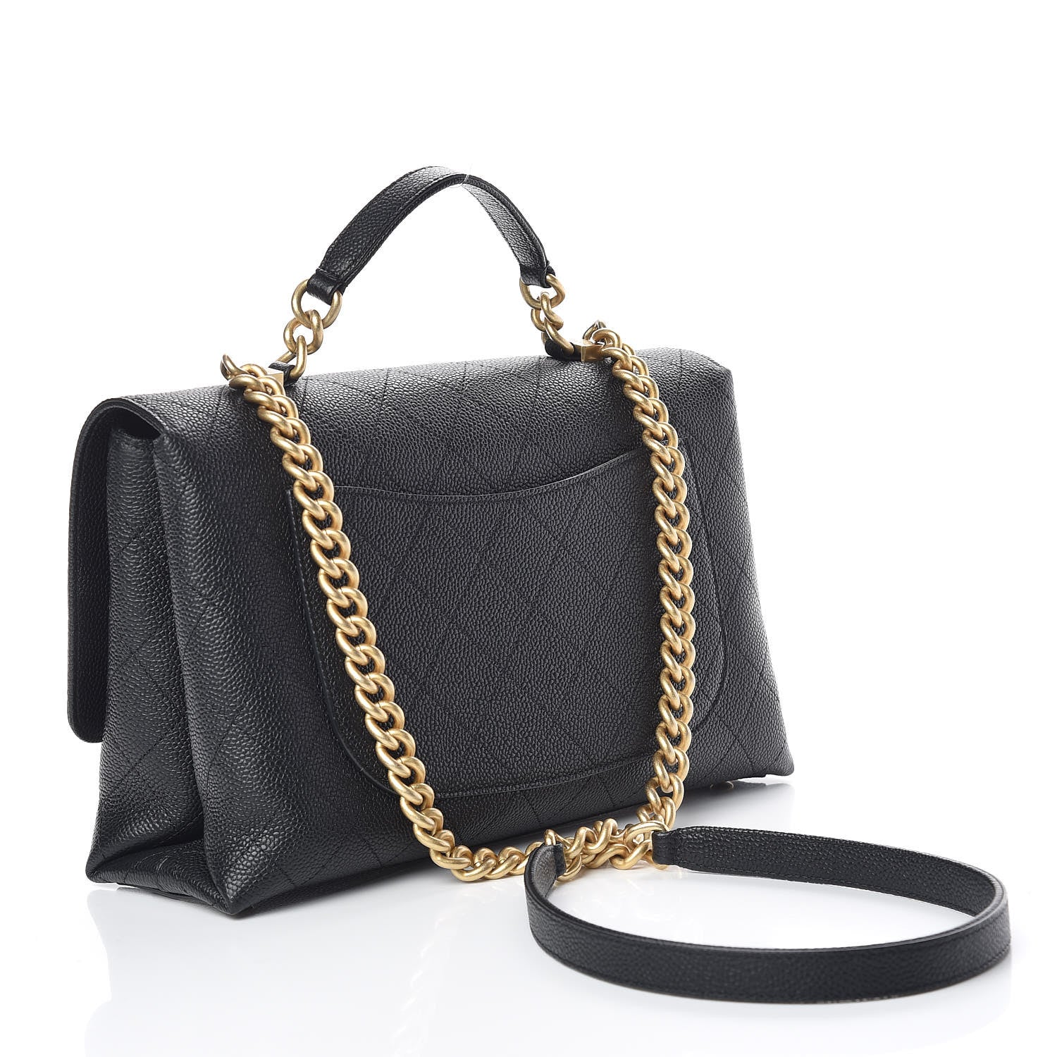 Chanel Grained Calfskin Stitched Flap Black 3 of 10