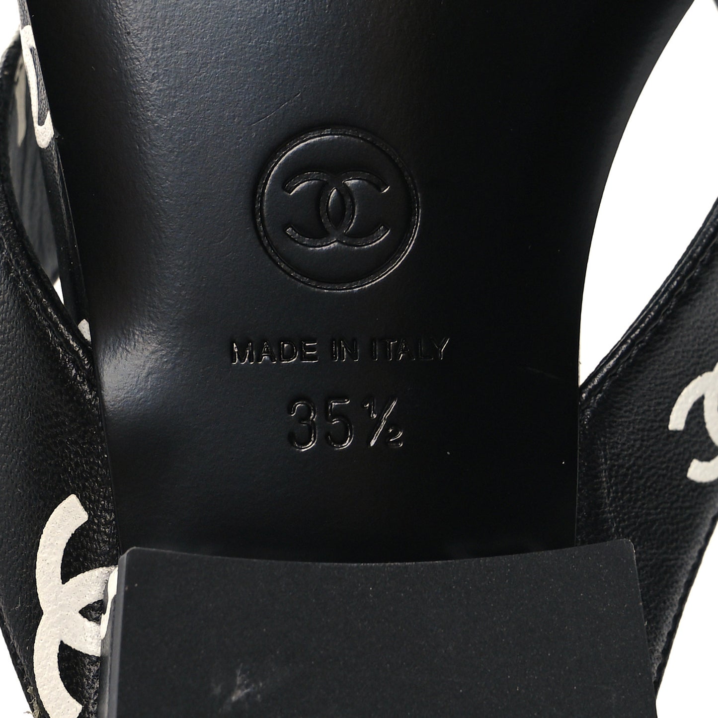 Lambskin Printed CC Thong Sandals 35.5 Black White
