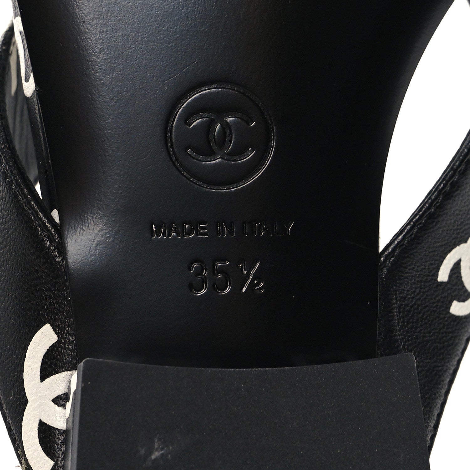 Chanel Lambskin Printed CC Thong Sandals 35.5 Black White 7 of 8