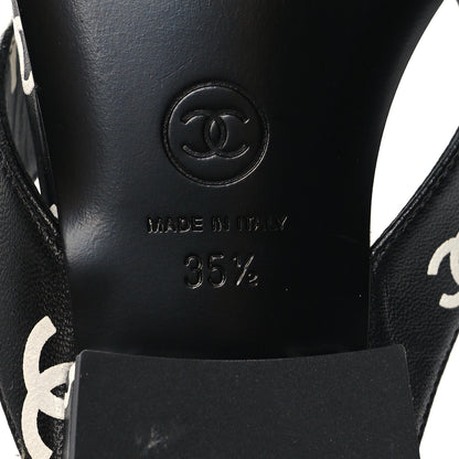 Chanel Lambskin Printed CC Thong Sandals 35.5 Black White 7 of 8