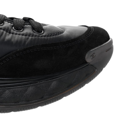 Chanel Nylon Suede Calfskin CC Sneakers 38 Black 9 of 10