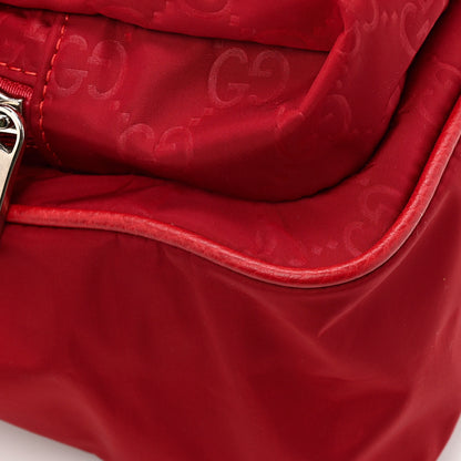 Gucci Nylon Monogram Double Buckle Flap Messenger Bag Vibrant Red 11 of 13