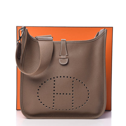 Hermes Taurillon Clemence Evelyne III PM Etoupe 12 of 12