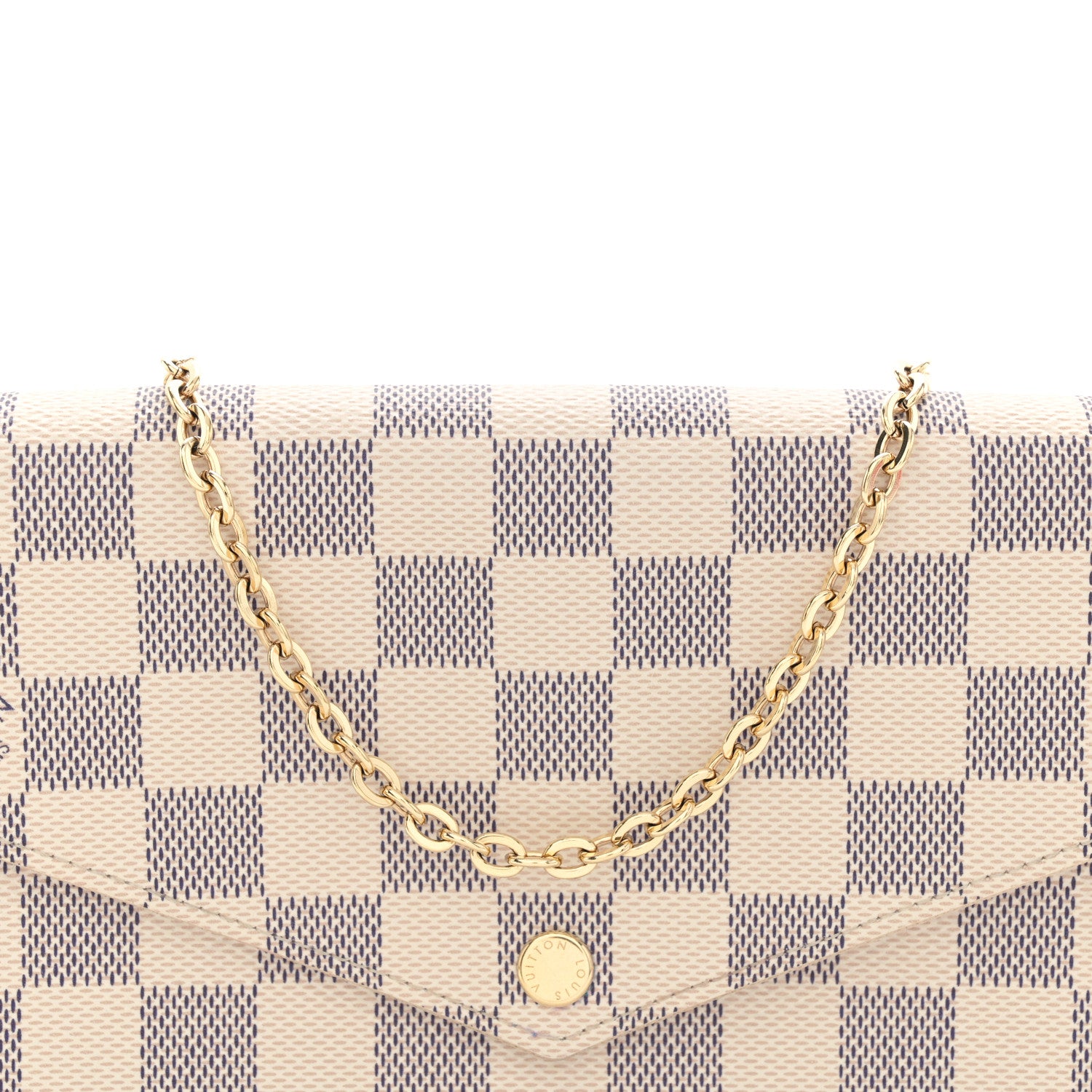 Louis Vuitton Damier Azur Pochette Felicie Chain Wallet Rose Ballerine 7 of 10