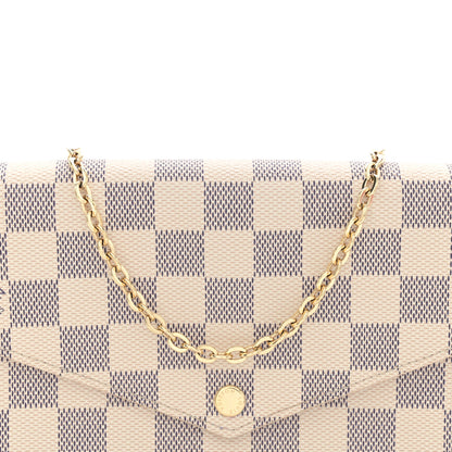 Louis Vuitton Damier Azur Pochette Felicie Chain Wallet Rose Ballerine 7 of 10