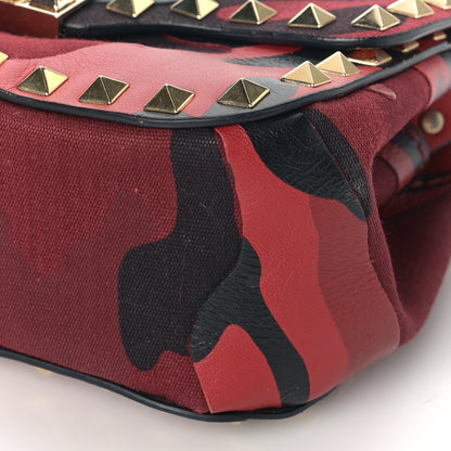 Valentino Garavani Nappa Canvas Camouflage Mini Rockstud Flap Saddle Crossbody Bag Red 7 of 7