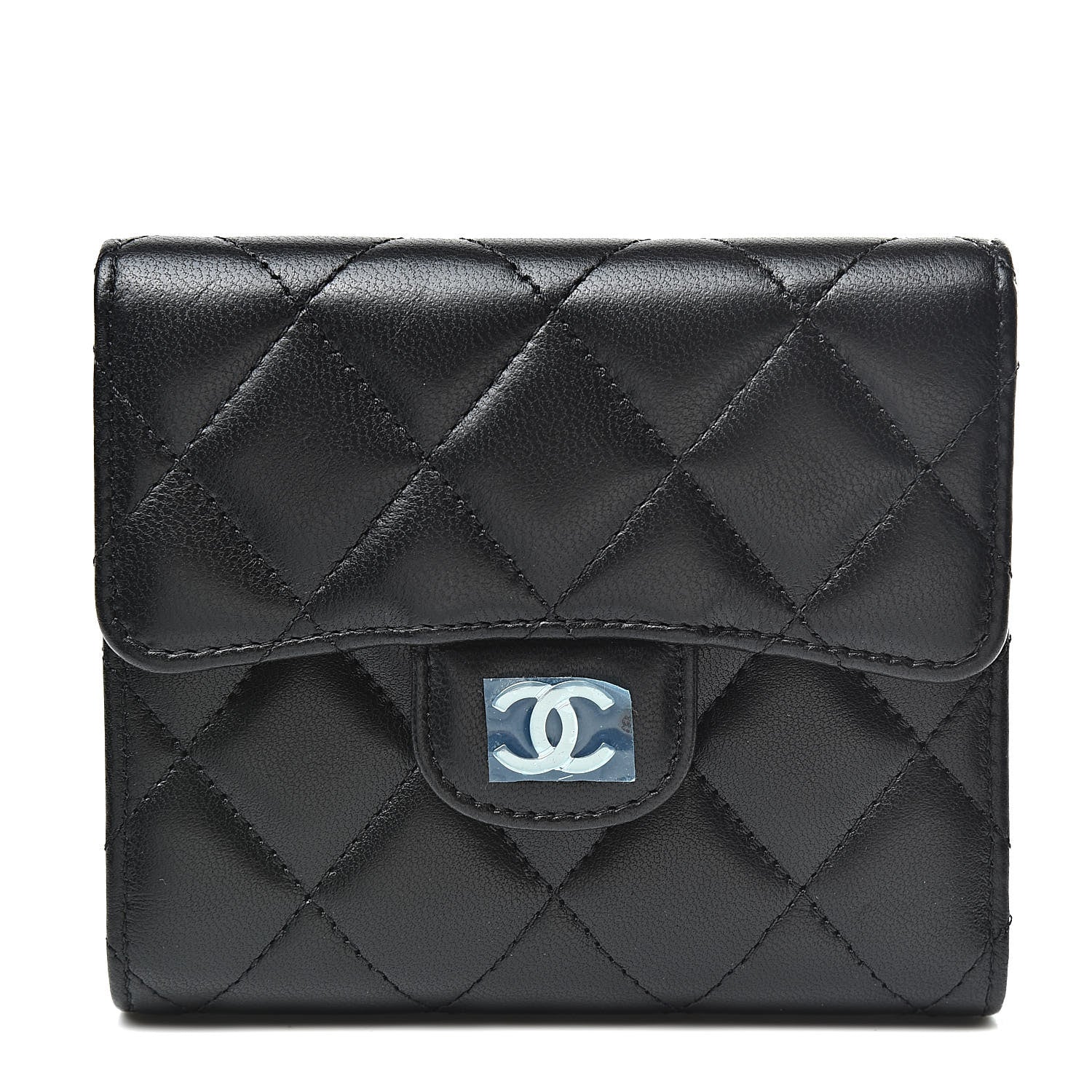 Chanel Lambskin Quilted Compact Flap Wallet Black 1 of 10
