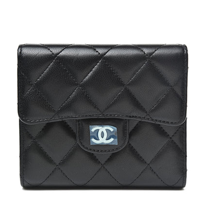 Chanel Lambskin Quilted Compact Flap Wallet Black 1 of 10