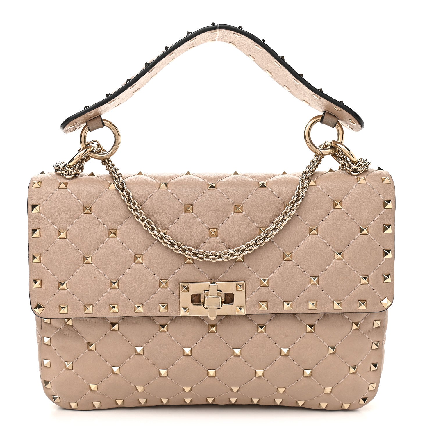 Valentino Garavani Lambskin Medium Rockstud Spike Shoulder Bag Poudre 1 of 11