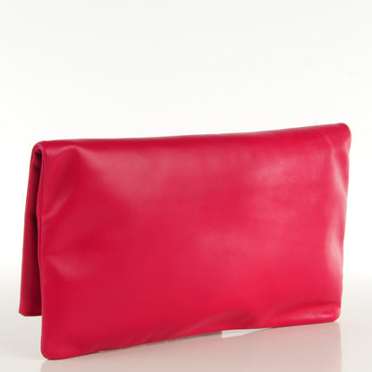 Saint Laurent Smooth Calfskin Letters Fold-Over Clutch Fuchsia 3 of 8