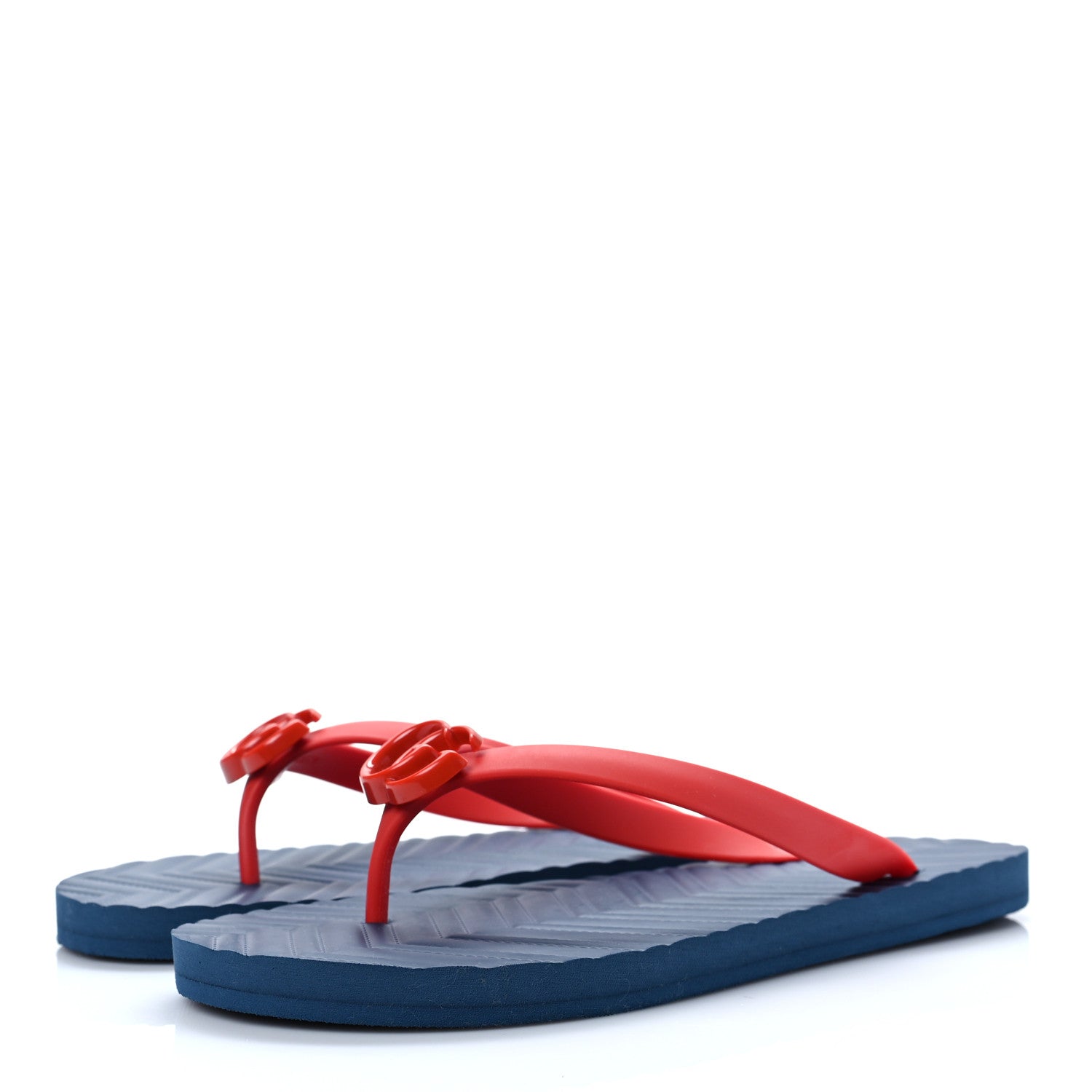 Gucci Rubber Chevron Mens GG Thong Flat Sandals 9 Orange Red 3 of 7