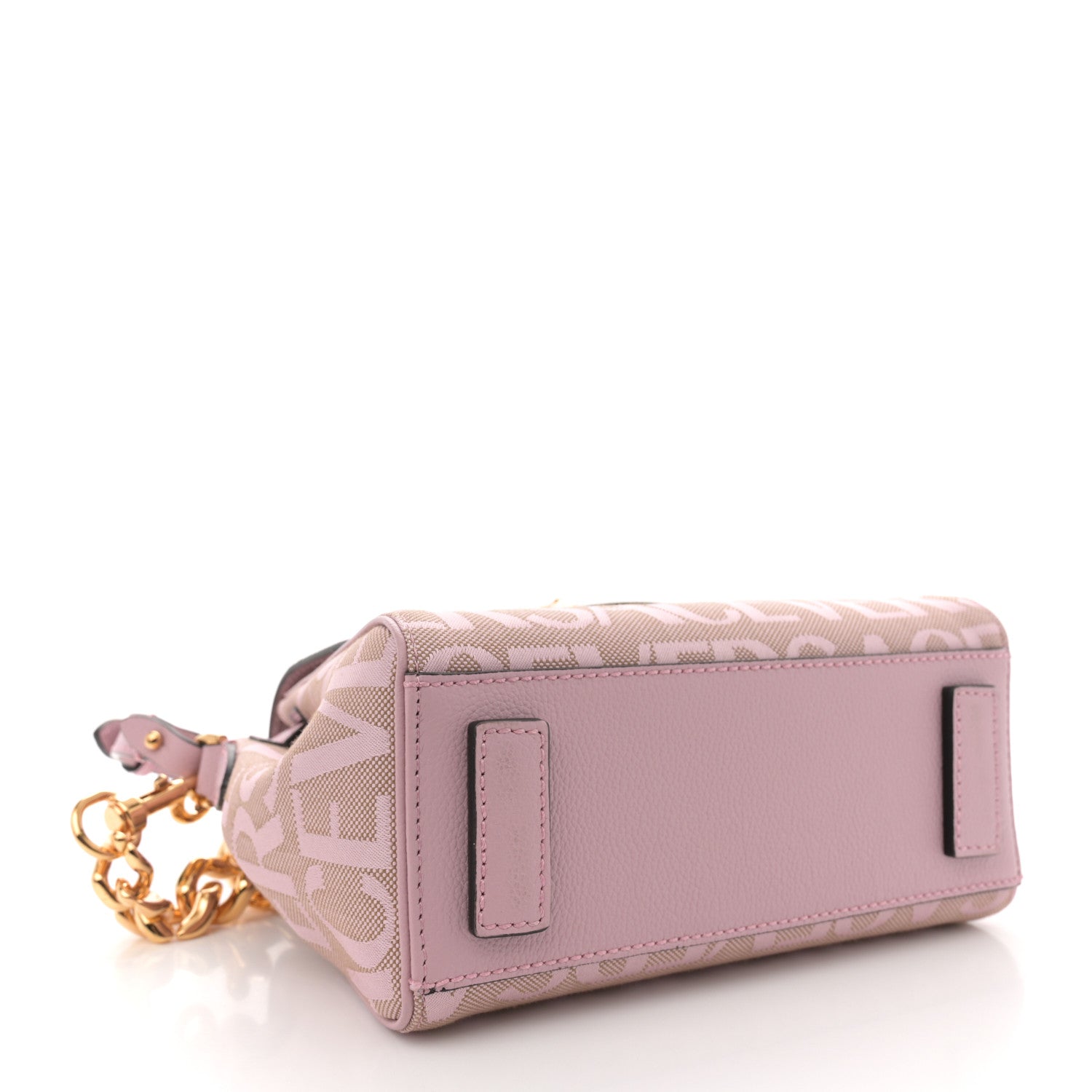 Versace Calfskin Canvas Allover La Medusa Small Top Handle Handbag Pink 4 of 11