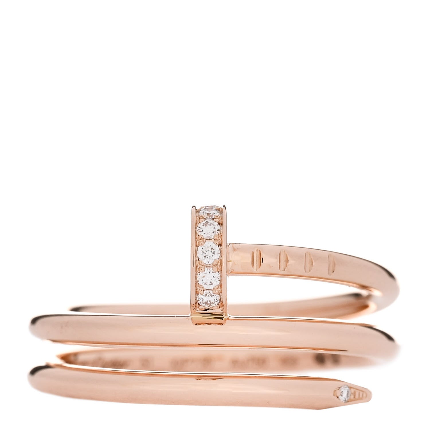 Cartier 18K Pink Gold Diamond Double Juste Un Clou Ring 51 5.75 1 of 5