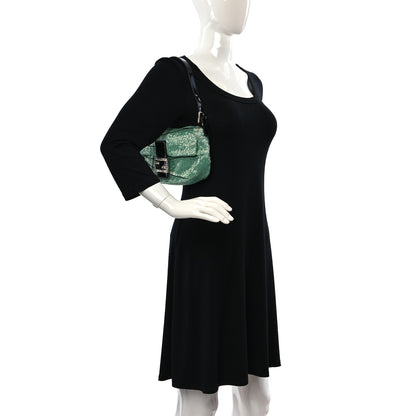 Fendi Beaded Crystal Baguette Green Black 2 of 12
