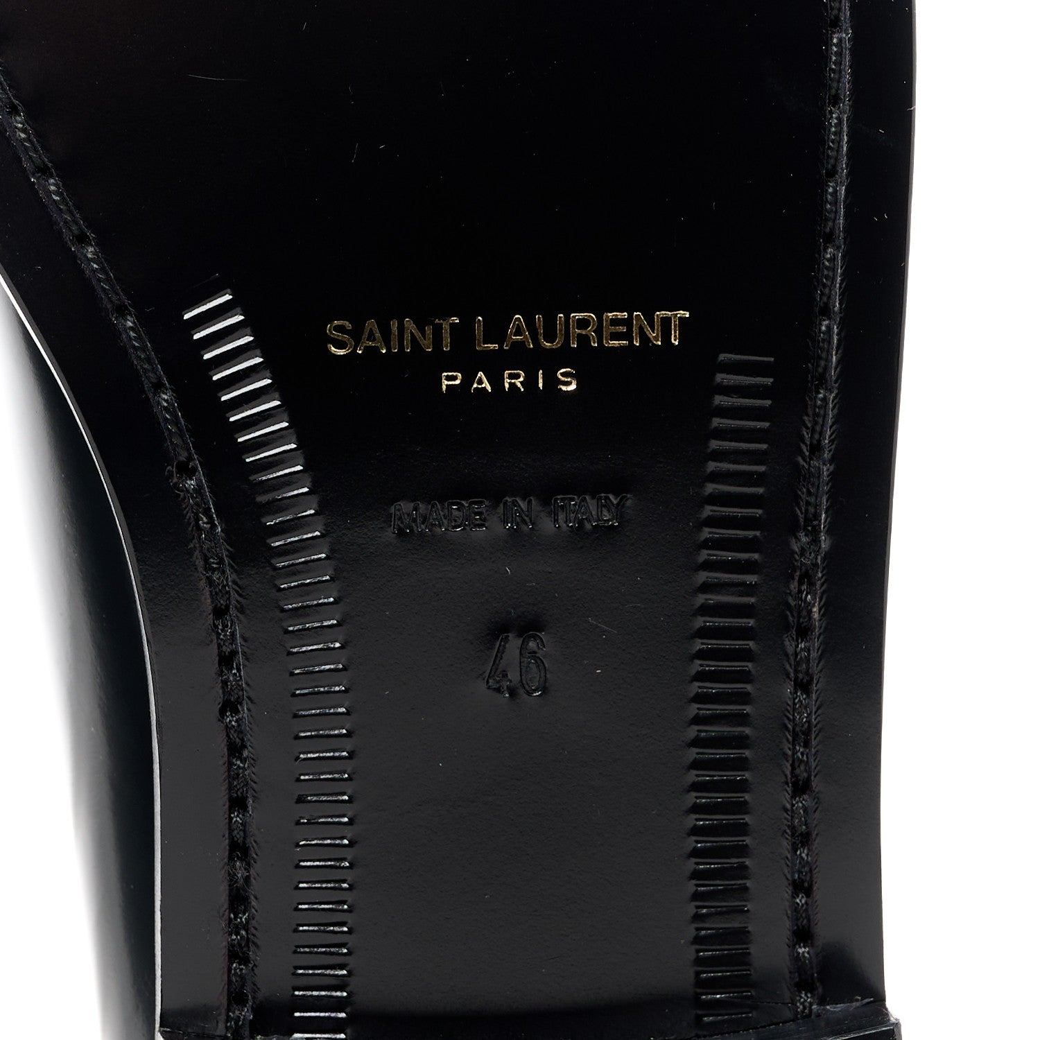 Saint Laurent Glazed Calfskin Penny Loafers 46 Black 6 of 9