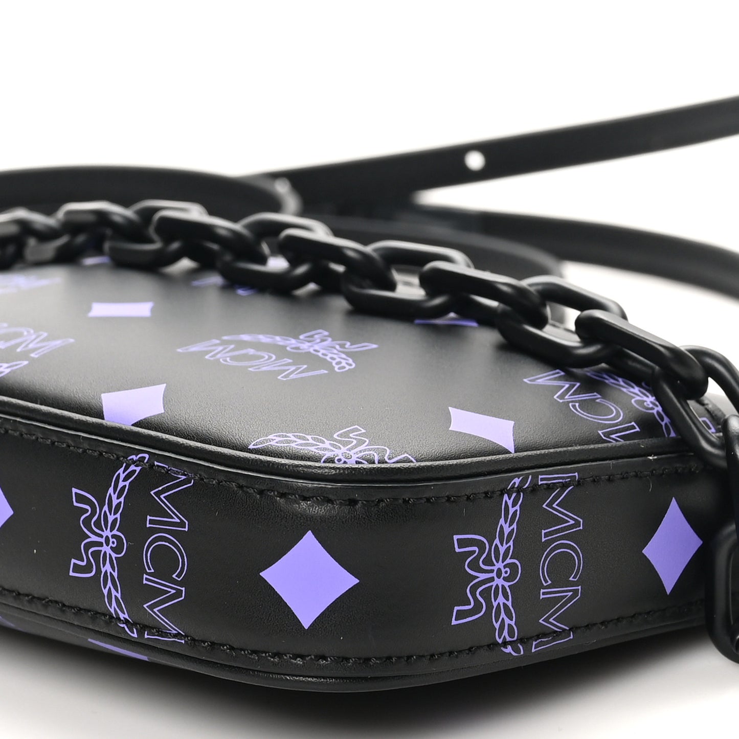 Calfskin Visetos Color Splash Logo Pouch On Chain Mini Dahlia Purple