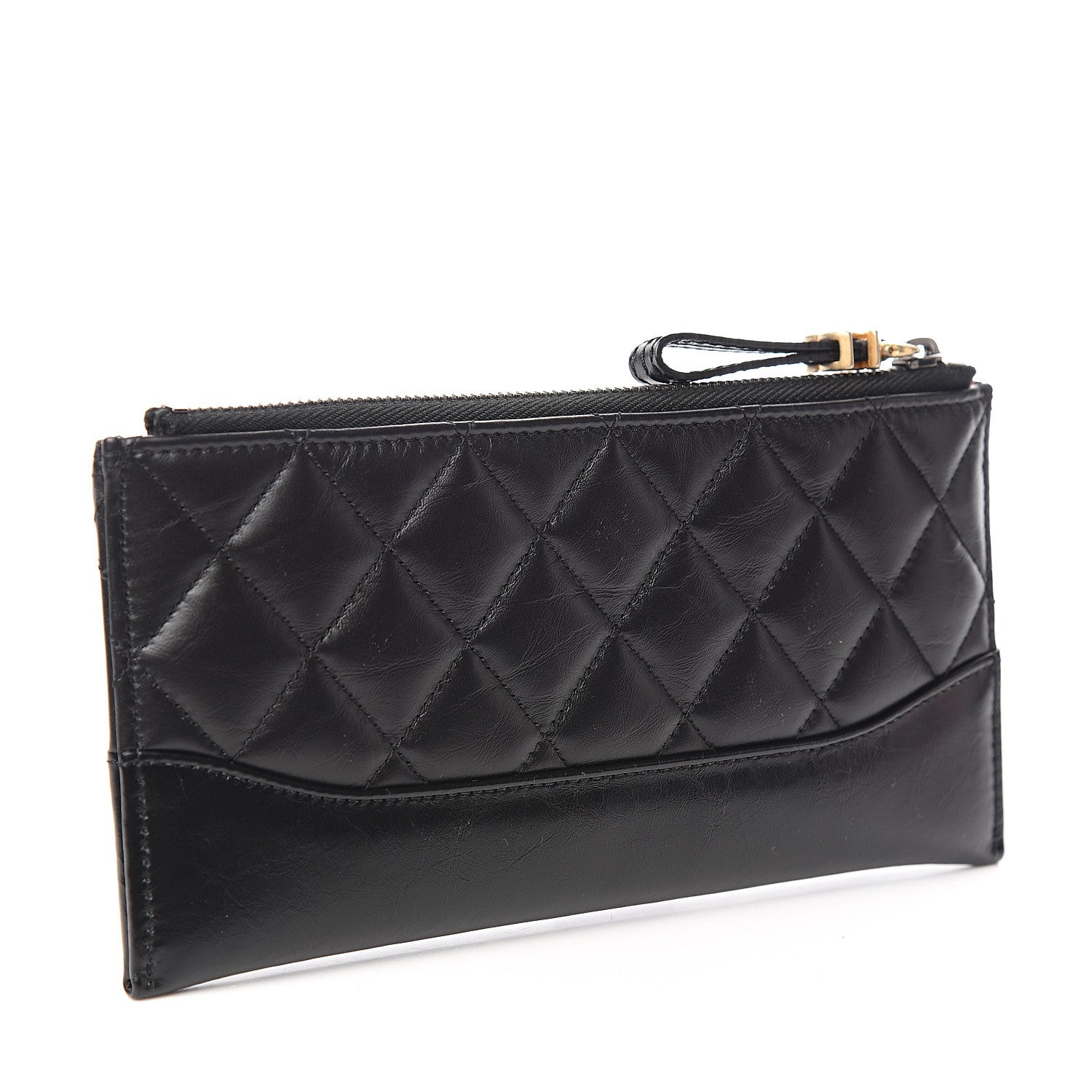 Chanel Aged Calfskin Quilted Gabrielle Zip Pouch Black 2 of 7