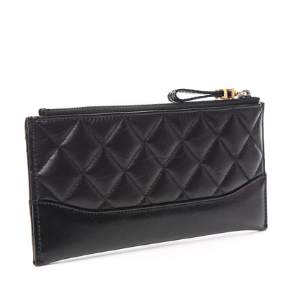 Chanel Aged Calfskin Quilted Gabrielle Zip Pouch Black 2 of 7