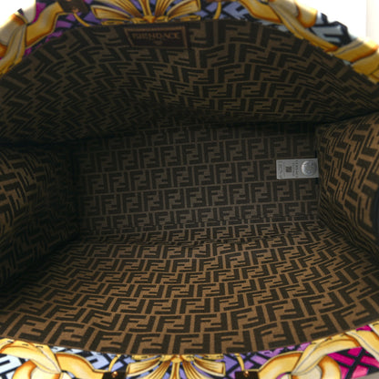 Fendi X VERSACE Canvas Printed Plexiglass Fendace FF Baroque XL Fendi Sunshine Shopper Tote Gold 5 of 12