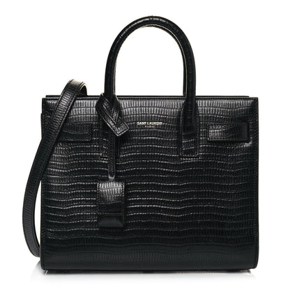 Saint Laurent Calfskin Lizard Embossed Nano Sac De Jour Black 1 of 13