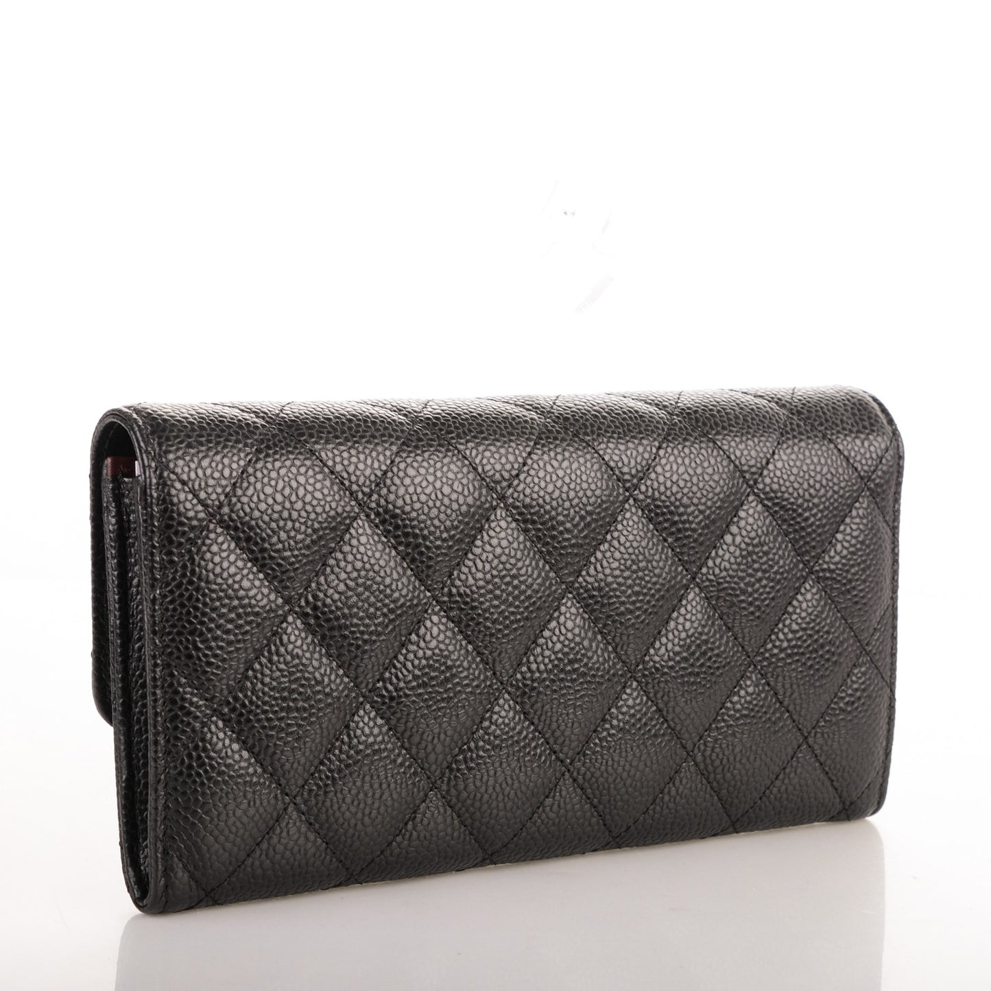 Caviar Quilted Large Flap Wallet Black