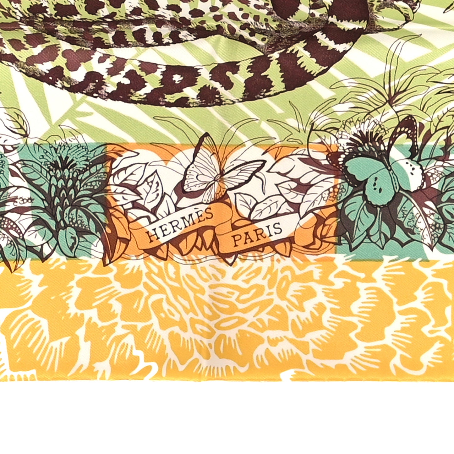 Silk Jungle Love Shawl 70 Vert Orange Brun