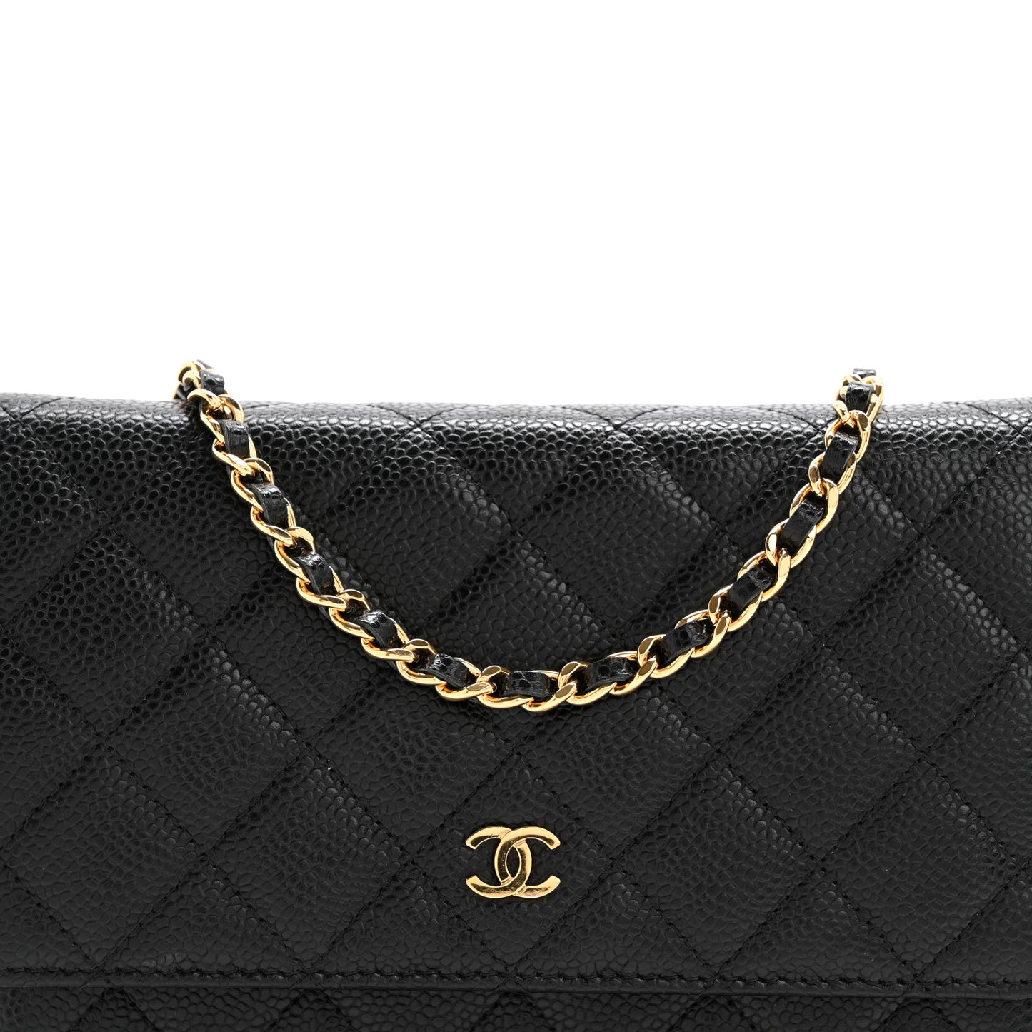 Caviar Quilted Wallet on Chain WOC Black