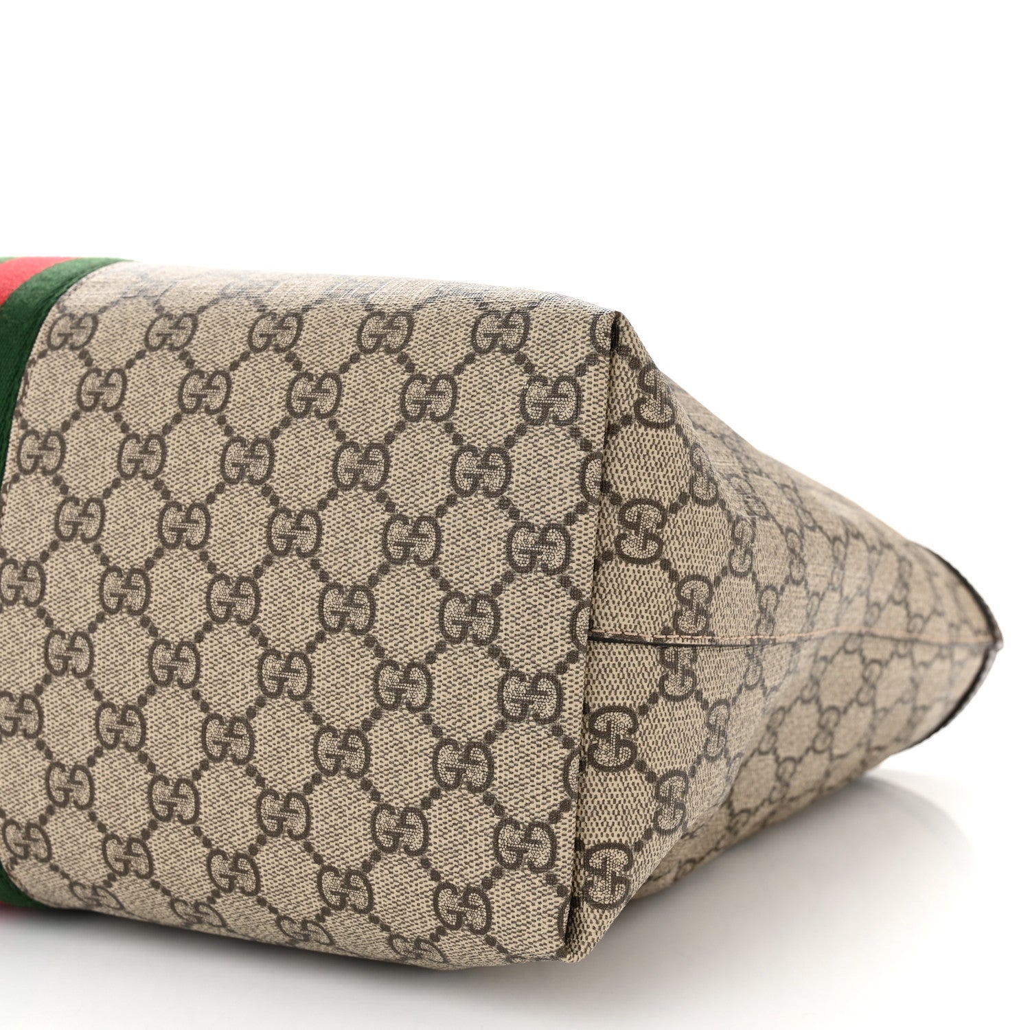 Gucci GG Supreme Monogram Textured Calfskin Web Medium Ophidia Shopping Tote Beige Ebony New Acero 10 of 10