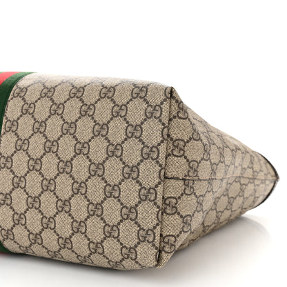 Gucci GG Supreme Monogram Textured Calfskin Web Medium Ophidia Shopping Tote Beige Ebony New Acero 10 of 10