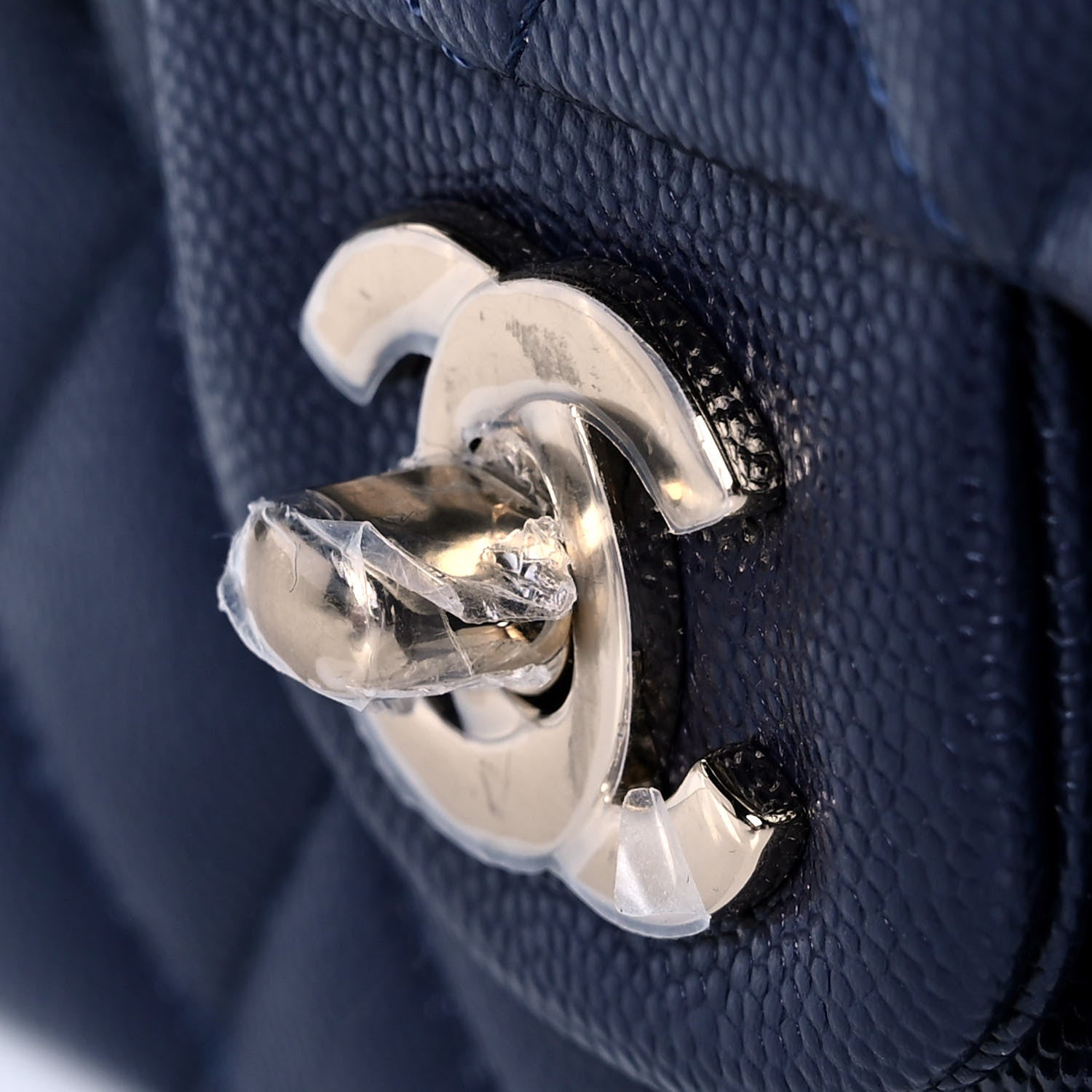 Chanel Caviar Quilted Medium Double Flap Dark Blue 11 of 12