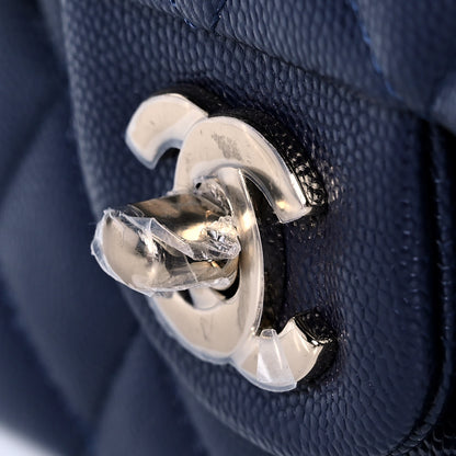 Chanel Caviar Quilted Medium Double Flap Dark Blue 11 of 12