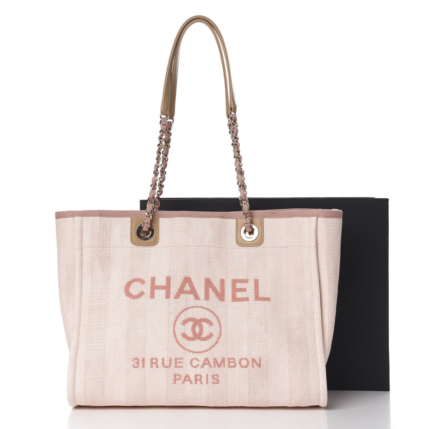 Mixed Fibers Striped Small Deauville Tote Light Pink