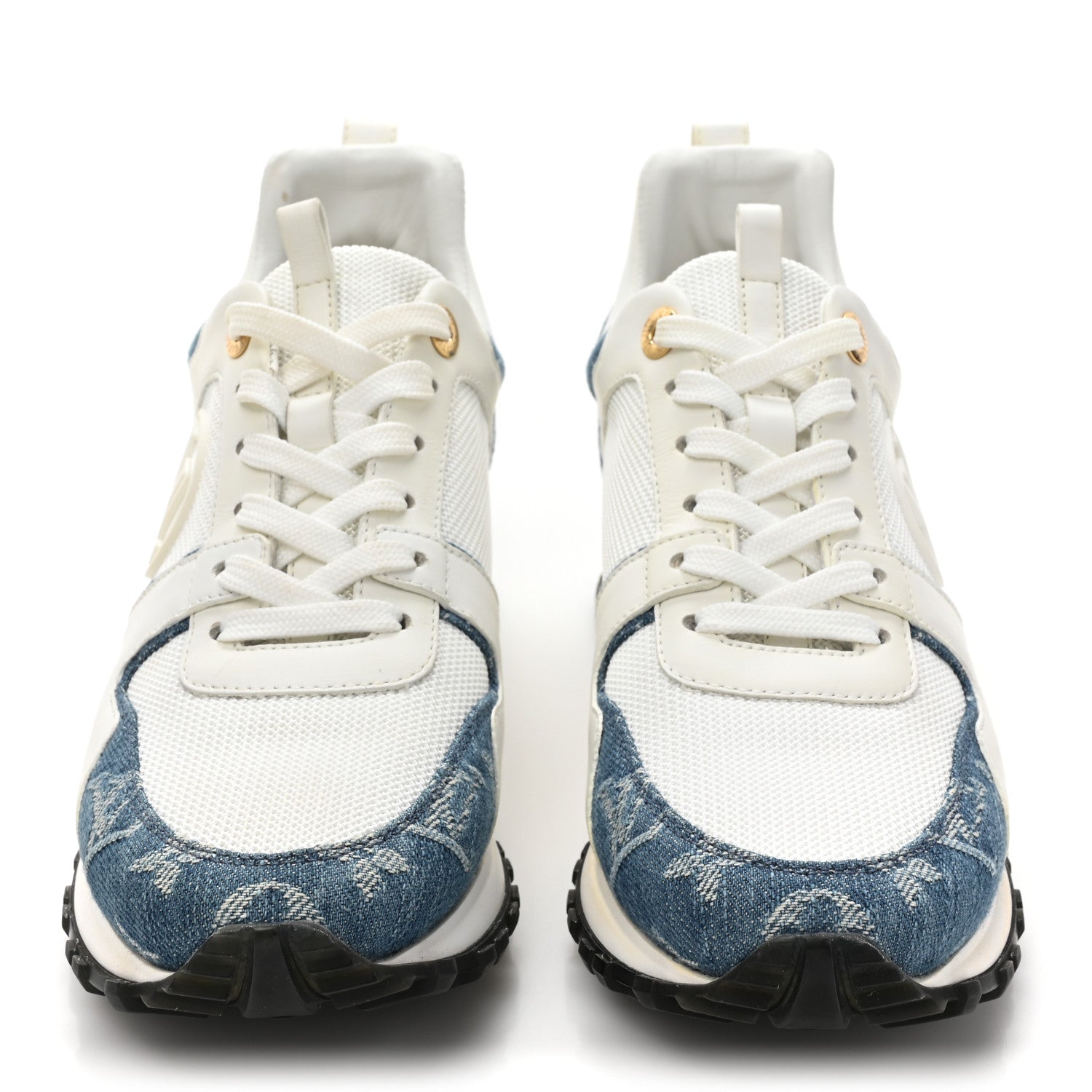 Louis Vuitton Calfskin Monogram Denim Run Away Sneakers 37.5 White 2 of 11