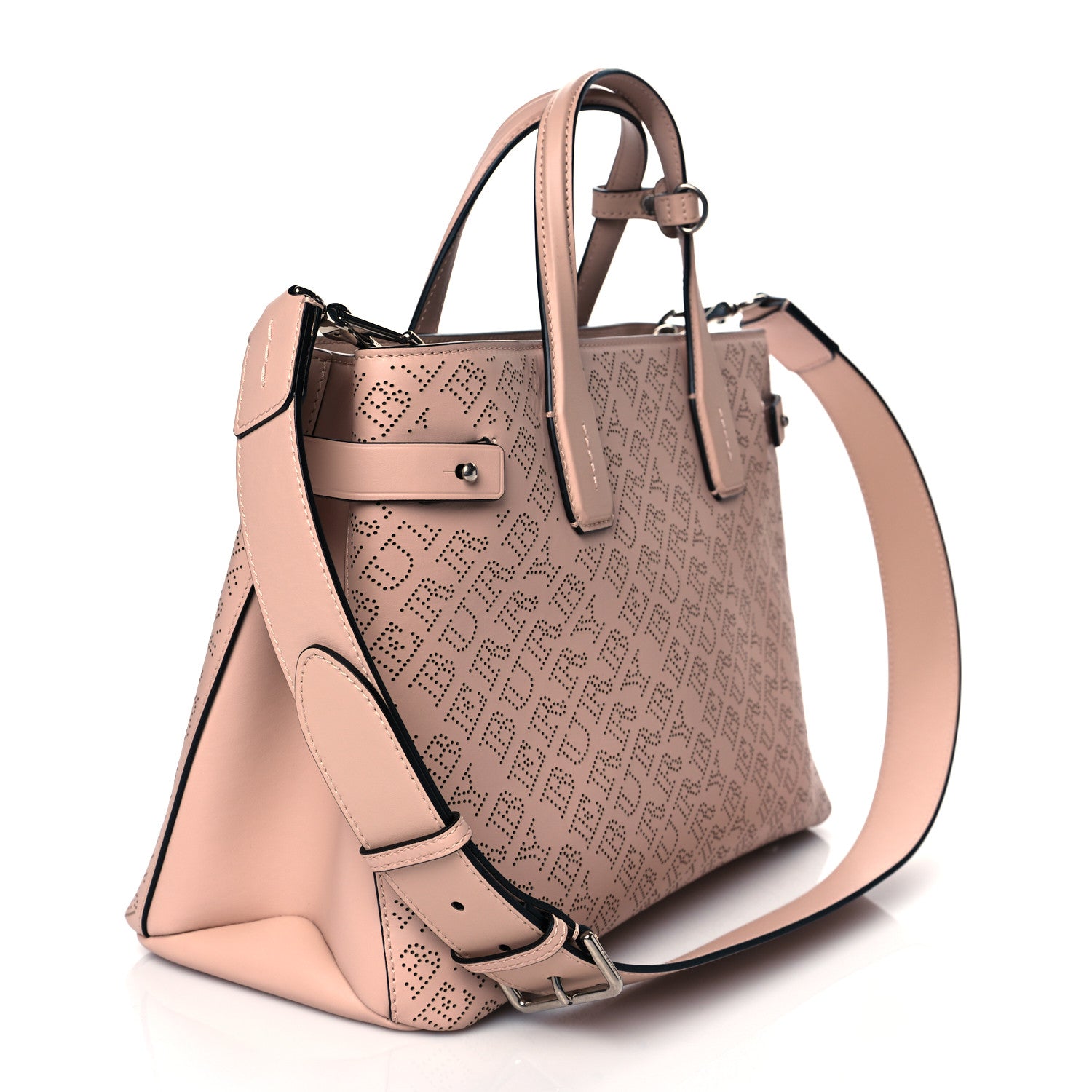 Burberry Calfskin Perforated Medium Banner Tote Chalk Pale Pink 3 of 10