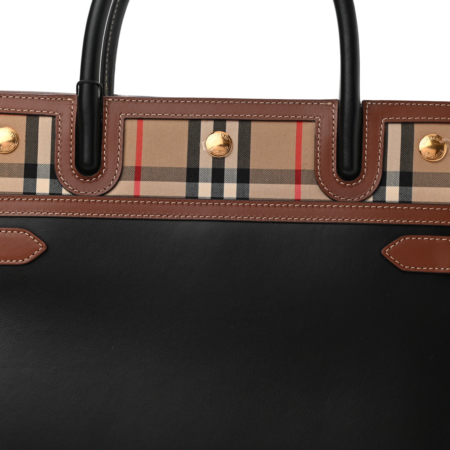 Calfskin Vintage Check Small Two Handle Title Bag Black