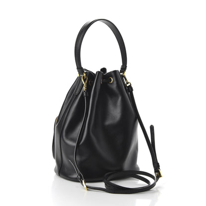 Prada Light Calfskin Saffiano Mini Bucket Crossbody Bag Black 4 of 10