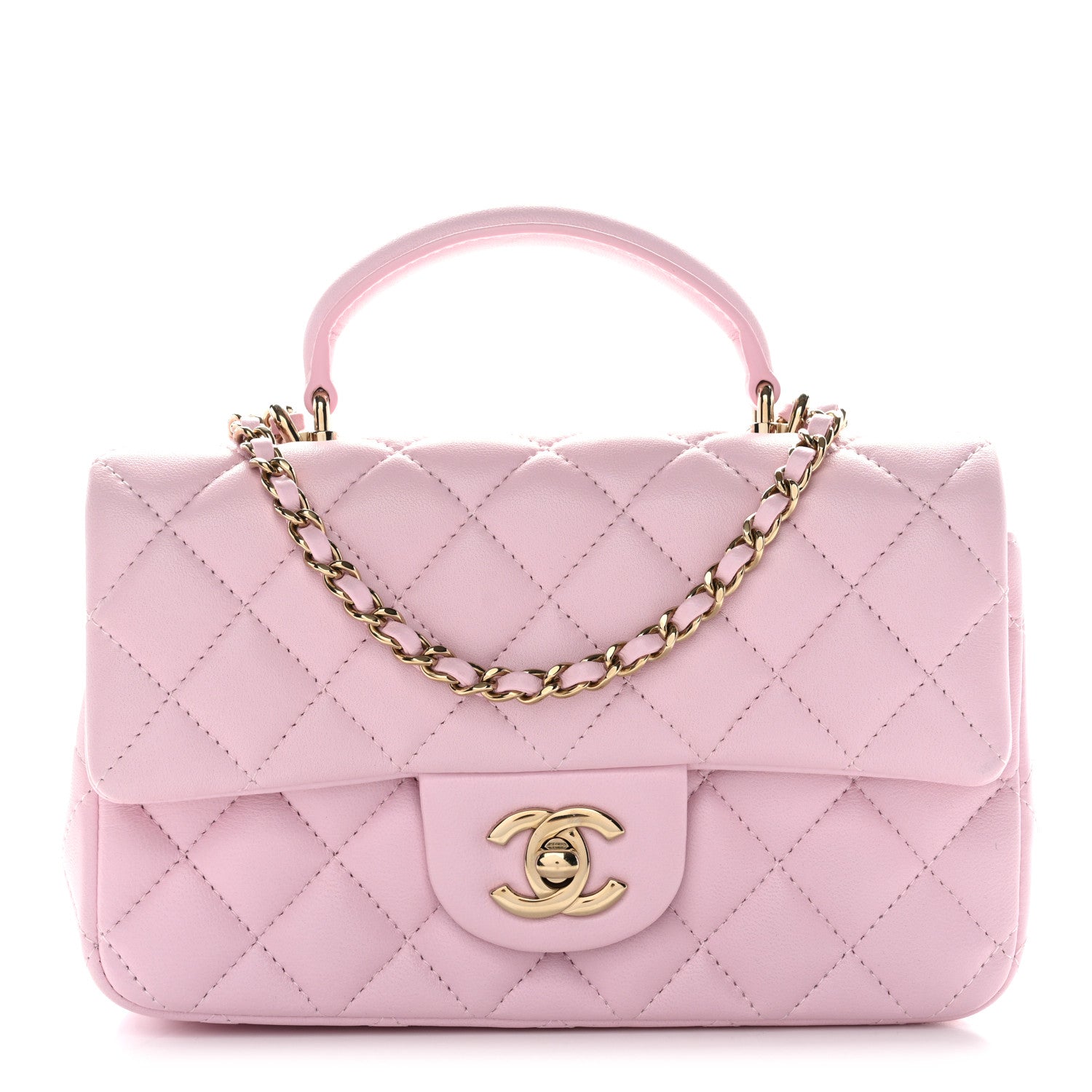 Chanel Lambskin Quilted Mini Top Handle Rectangular Flap Light Pink 1 of 11