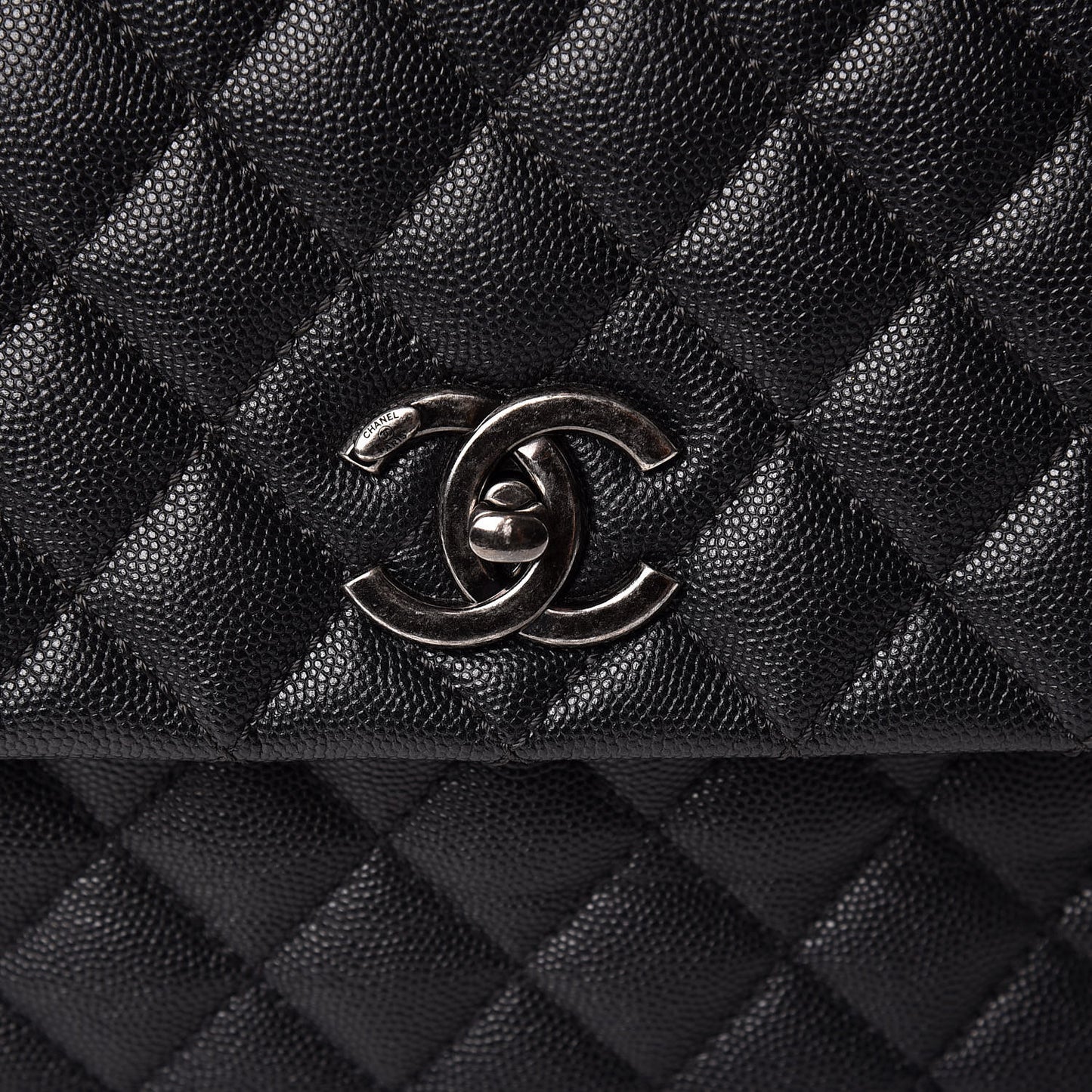 Caviar Quilted Medium Coco Handle Flap Black