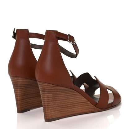 Hermes Calfskin Legend Wedge Sandals 36 Gold 4 of 12