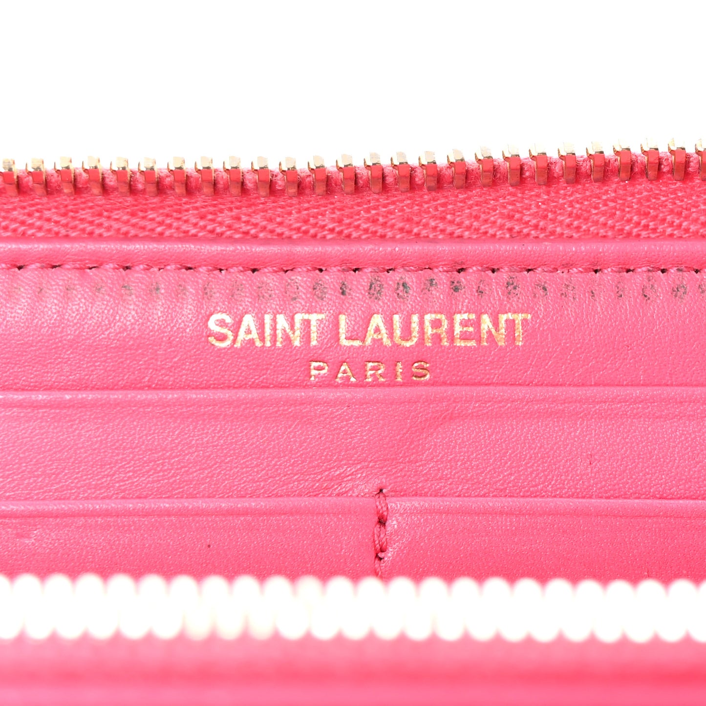 Patent Grain De Poudre Classic Letters Zip Around Wallet Bubblegum