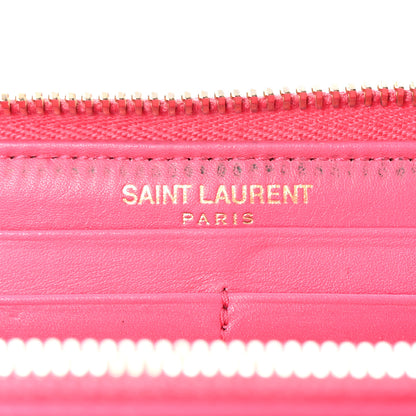 Saint Laurent Patent Grain De Poudre Classic Letters Zip Around Wallet Bubblegum 6 of 7