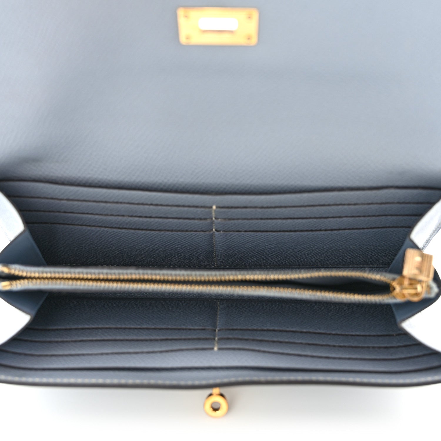 Hermes Epsom Kelly Longue Wallet Bleu Lin 5 of 17