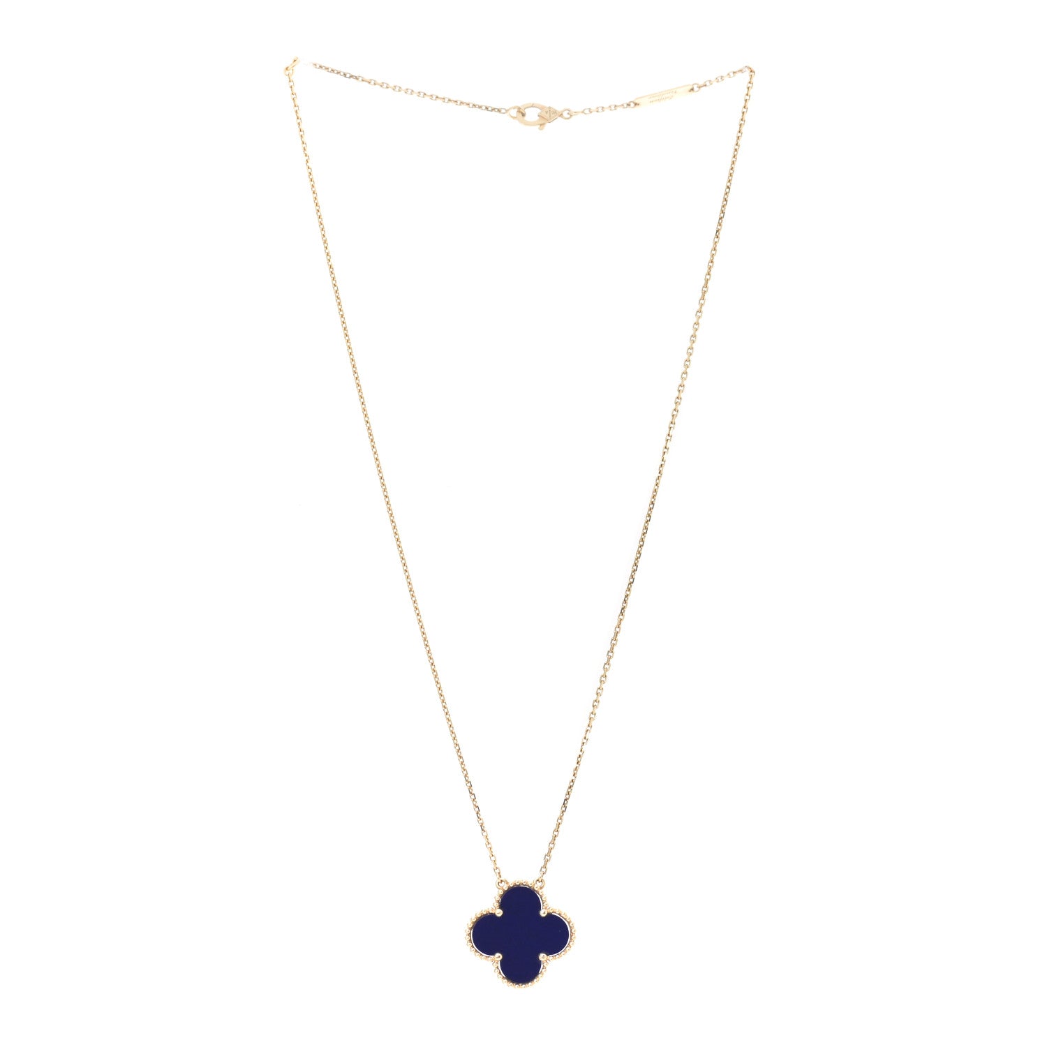 Van Cleef & Arpels 18K Yellow Gold Blue Sevres Porcelain Magic Alhambra Vendome Necklace 3 of 7