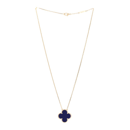 Van Cleef & Arpels 18K Yellow Gold Blue Sevres Porcelain Magic Alhambra Vendome Necklace 3 of 7
