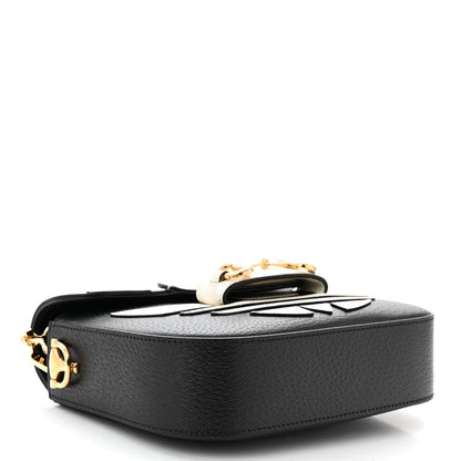 Gucci X ADIDAS Textured Dollar Calfskin Web Trefoil Mini Horsebit 1955 Shoulder Bag Black Off White 4 of 10