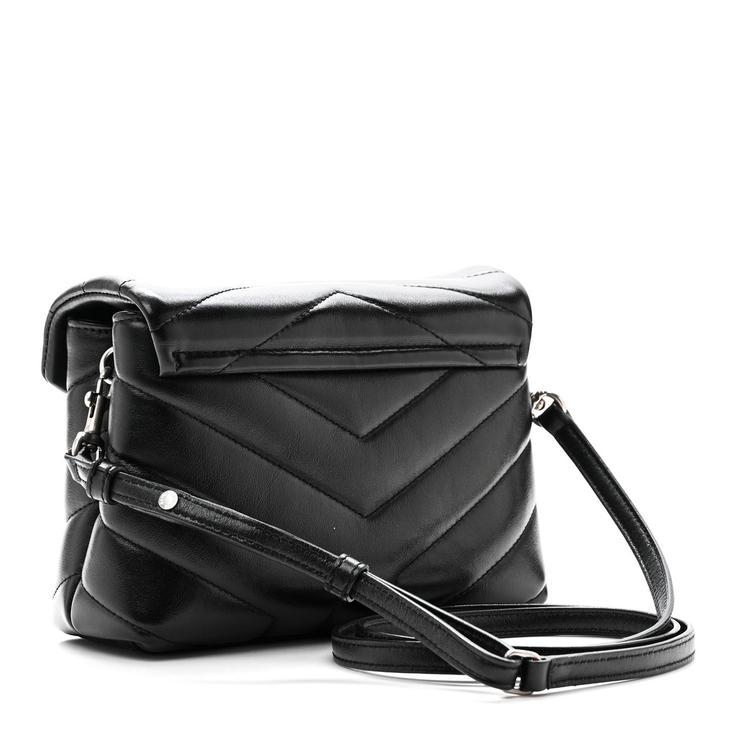 Calfskin Y Quilted Monogram Toy Loulou Crossbody Bag Black