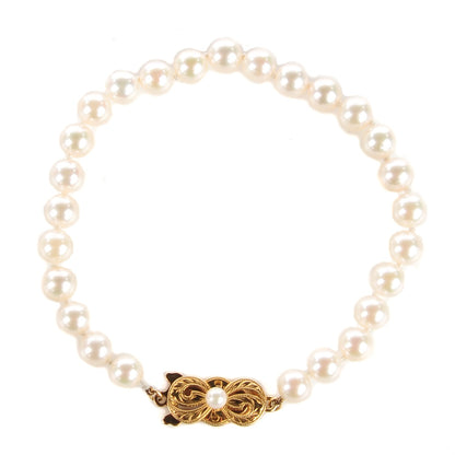 Mikimoto 18K Yellow Gold 6mm Akoya Cultured Pearl Strand Bracelet 1 of 4