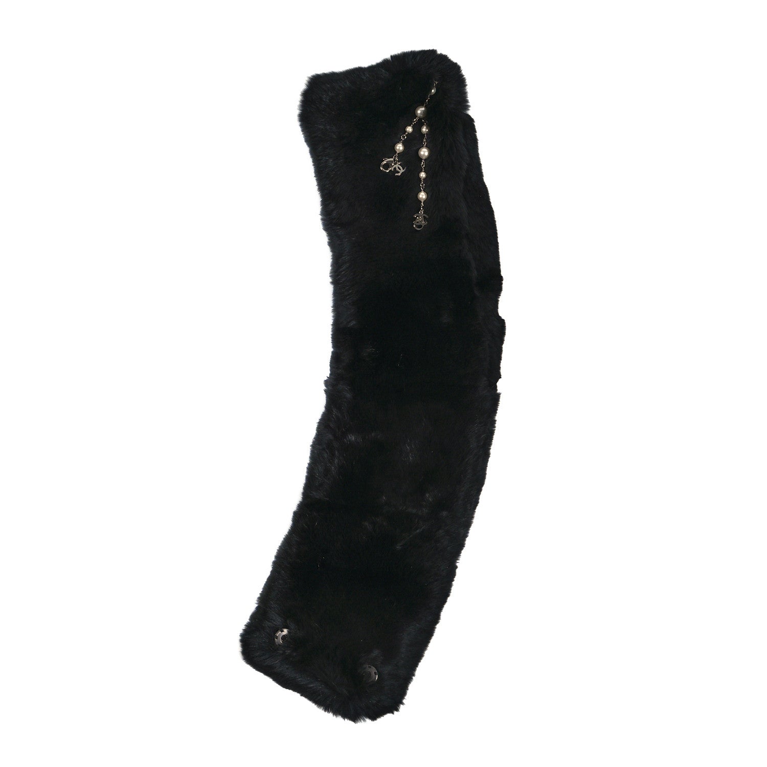 Chanel Orylag Rabbit Fur Scarf Black 4 of 6