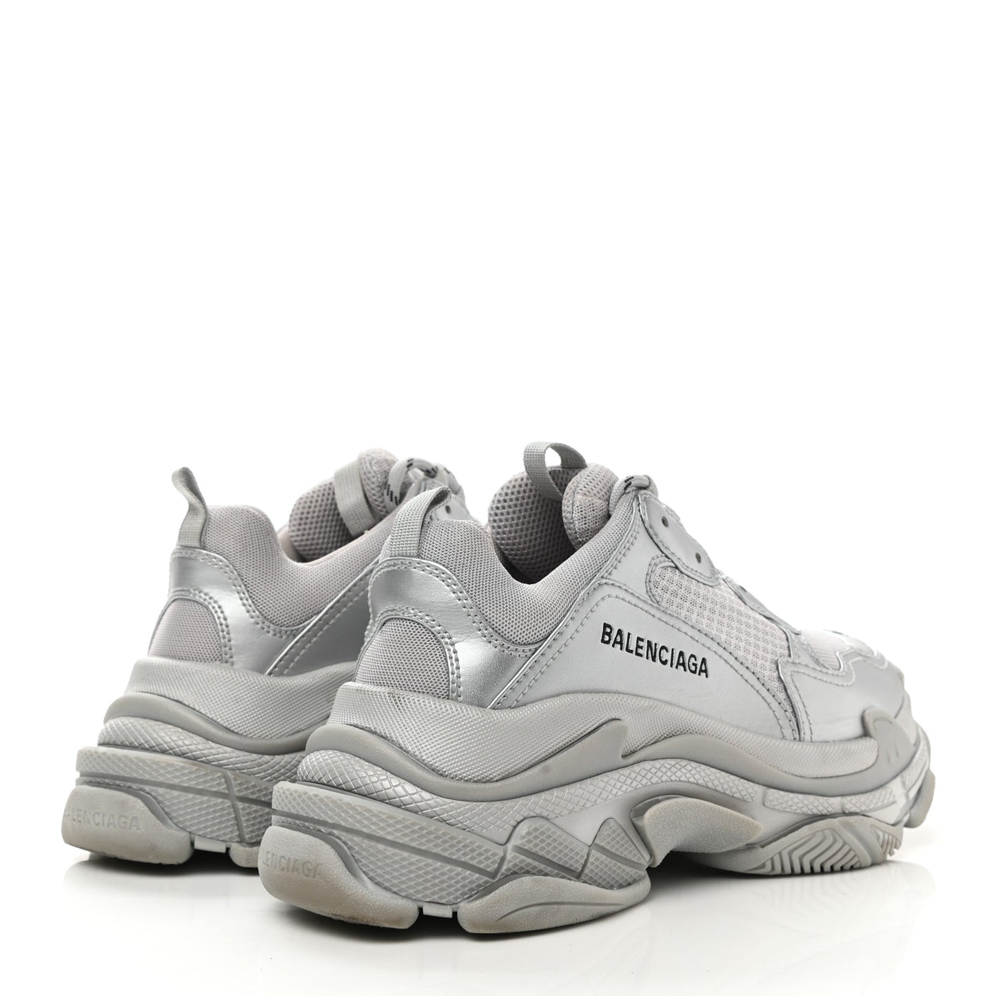 Metallic Fabric Mesh Womens Triple S Sneakers 39 Silver