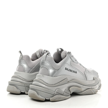Balenciaga Metallic Fabric Mesh Womens Triple S Sneakers 39 Silver 4 of 11